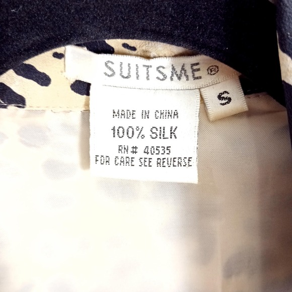 Suitsme Shirt Womens Small Leopard Animal Print 100% Silk Button Front Blouse - Picture 7 of 9